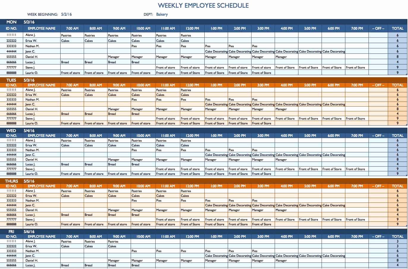 Employee Work Plan Template Lovely Free Weekly Schedule Templates for Excel Smartsheet