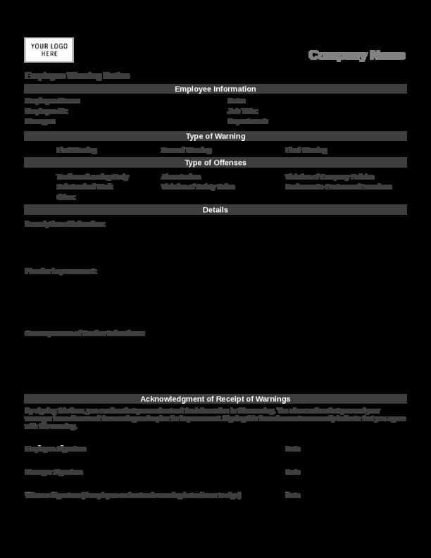 Employee Write Up form Template Beautiful Employee Write Up form – Free Download