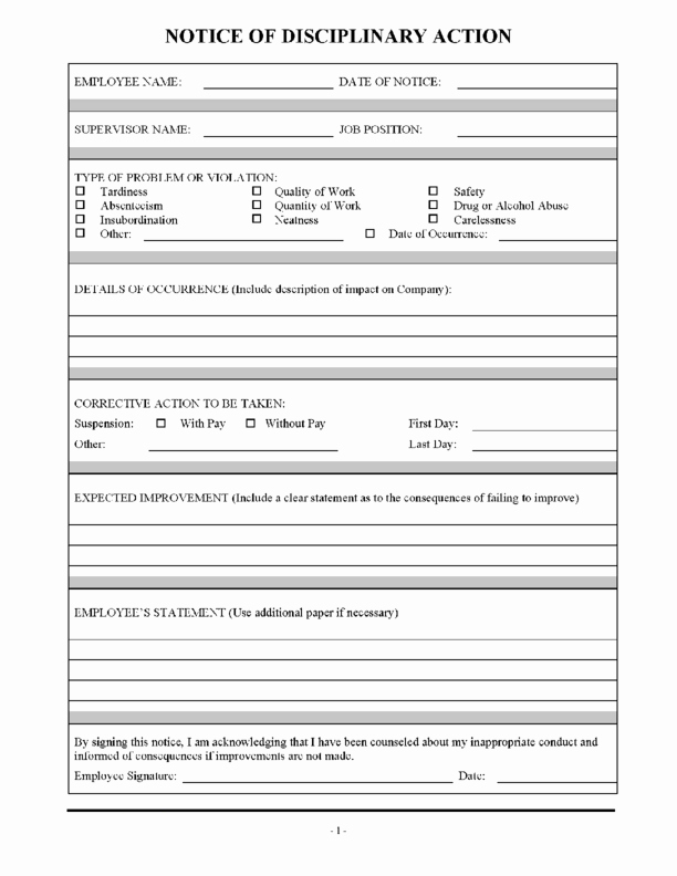 Employee Write Up form Template Best Of Employee Write Up form