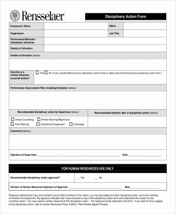 Employee Write Up form Template New Free Printable Employee Discipline form Template 4983