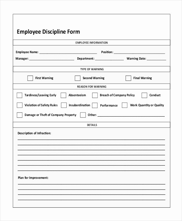 Employee Write Up forms Template Awesome Employee Discipline form