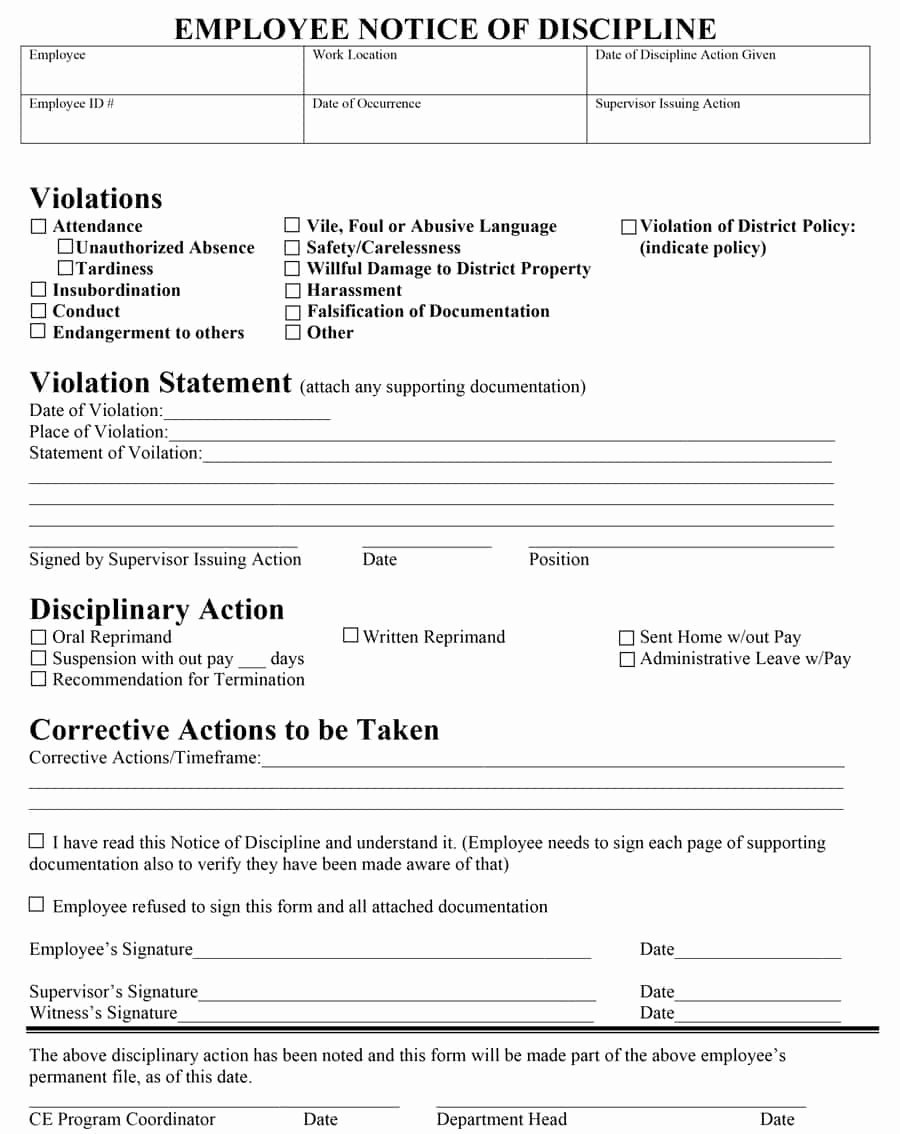 Employee Write Up forms Template Fresh 46 Effective Employee Write Up forms [ Disciplinary