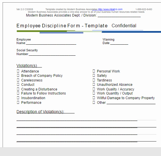 Employee Write Up forms Template Fresh Employee Write Up form