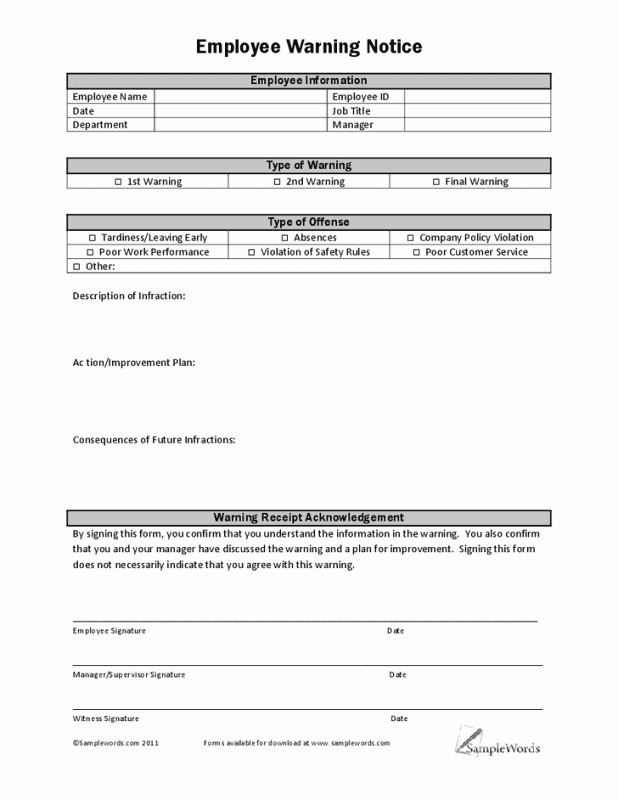 Employee Write Up forms Template Lovely Free Employee Write Up form Printable