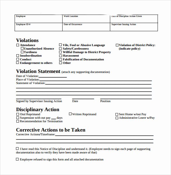 Employee Write Up forms Template Lovely Sample Employee Write Up form 7 Documents In Pdf