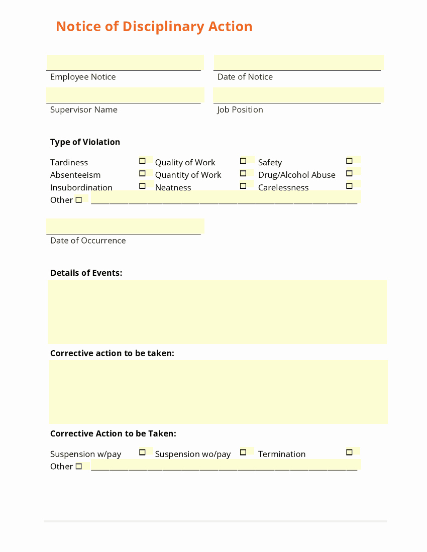 Employee Write Up Templates Luxury Employee Write Up form Templates Word Excel Samples