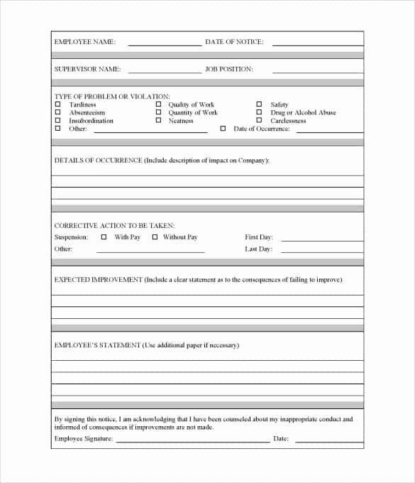 Employee Write Up Templates New Employee Write Up forms Find Word Templates