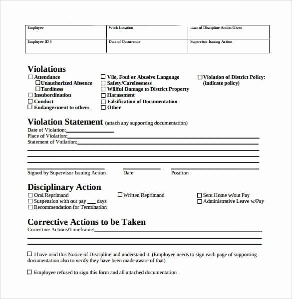 Employee Write Up Templates Unique Employee Write Up form 5 Templates