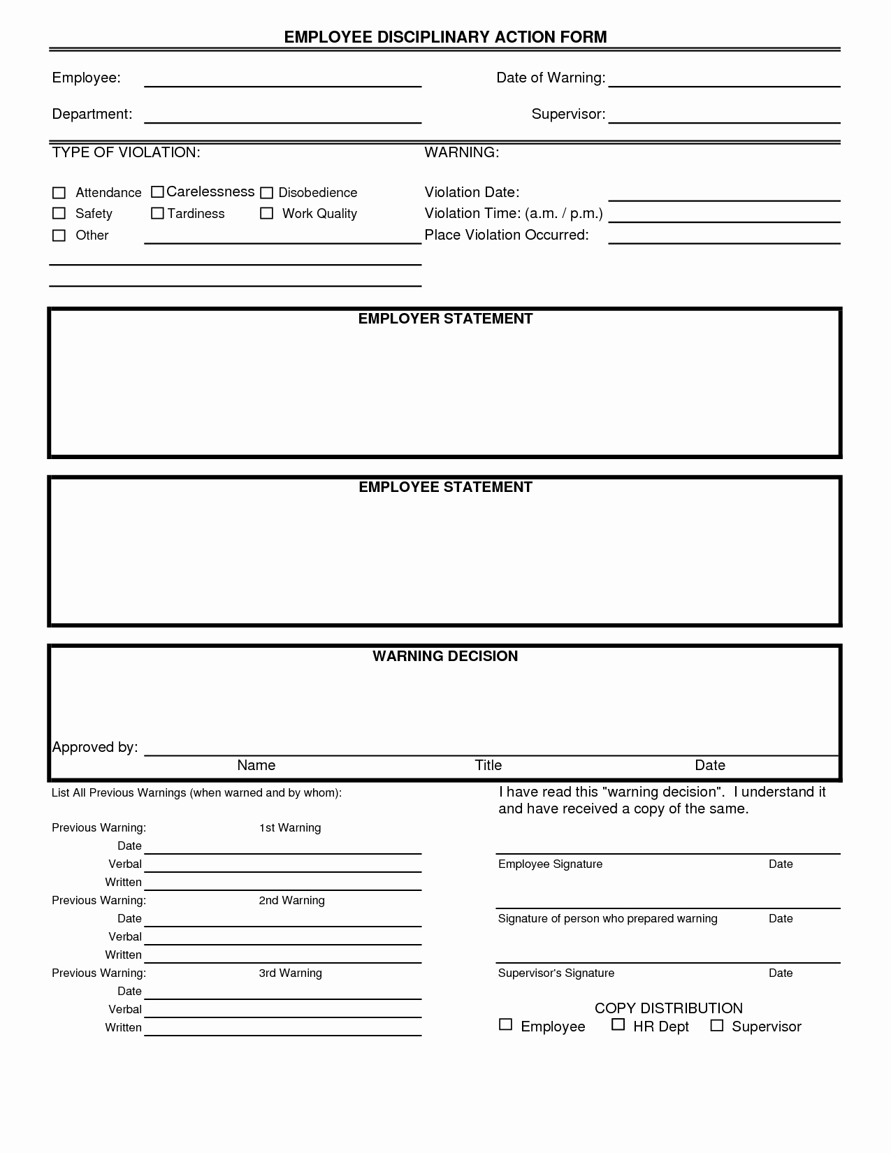Employee Write Ups Templates Awesome Disciplinary form Template Free