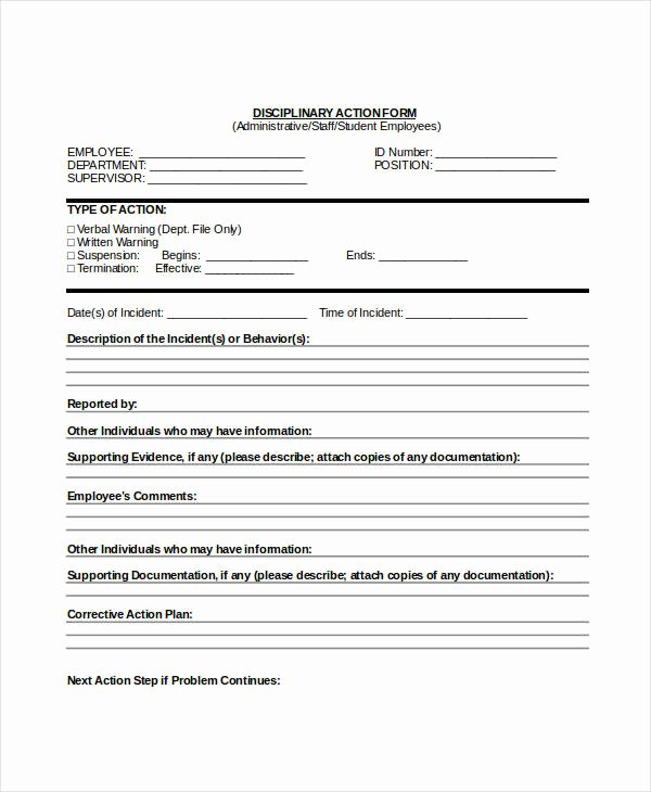 Employee Write Ups Templates Beautiful 40 Employee Write Up form Templates [word Excel Pdf]