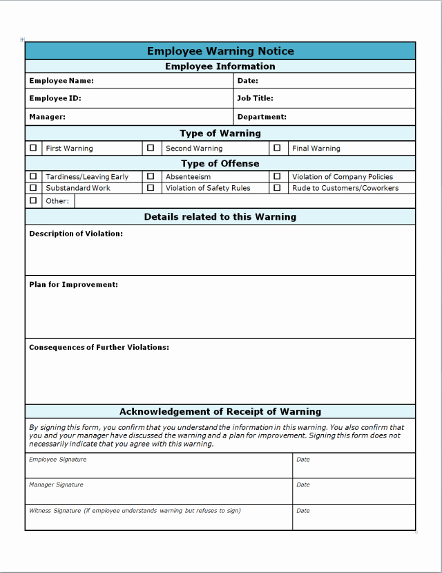 Employee Write up Form