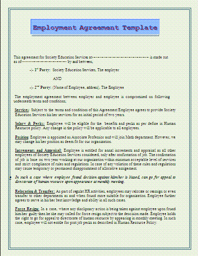 Employment Agreement Template Word Beautiful 10 Employment Agreement Templates