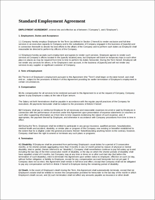 Employment Agreement Template Word Elegant 22 Employee Contract Templates Docs Word