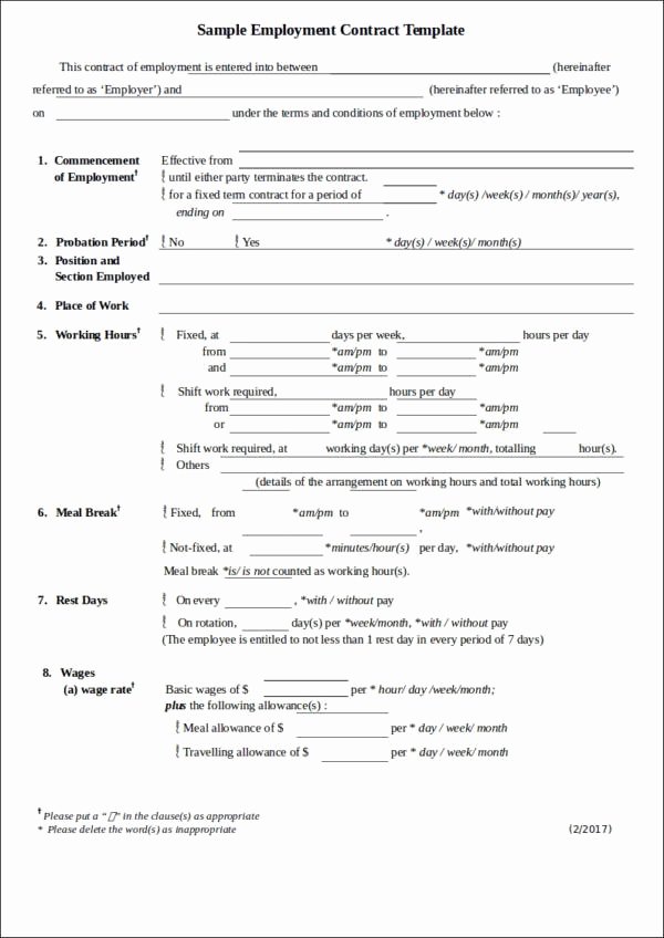 Employment Agreement Template Word Fresh 22 Employee Contract Templates Docs Word