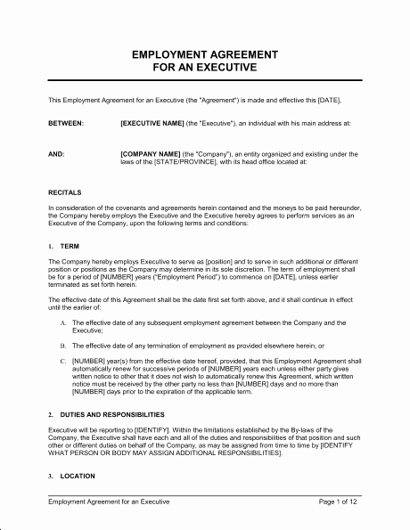 Employment Contract Template Word Awesome top 5 Free Employment Agreement Templates Word Templates