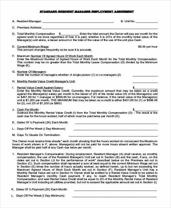 Employment Contract Template Word Elegant Standard Employment Agreement