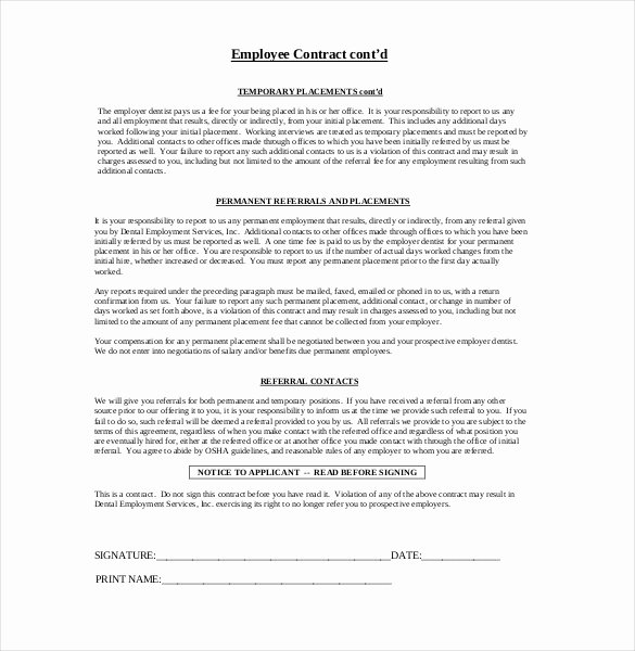 Employment Contract Template Word Lovely 10 Employment Agreement Templates