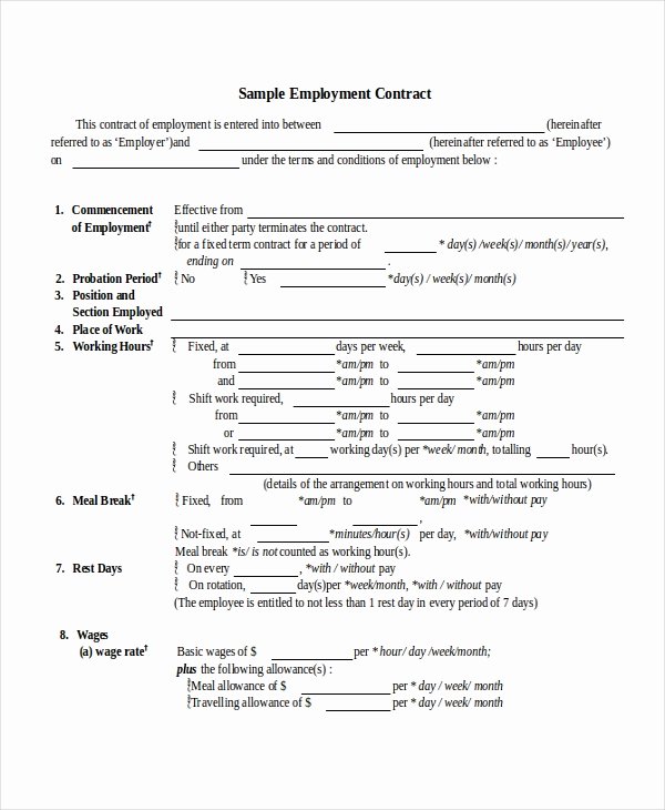 Employment Contract Template Word Unique Contract Template 13 Free Word Pdf Document Downloads