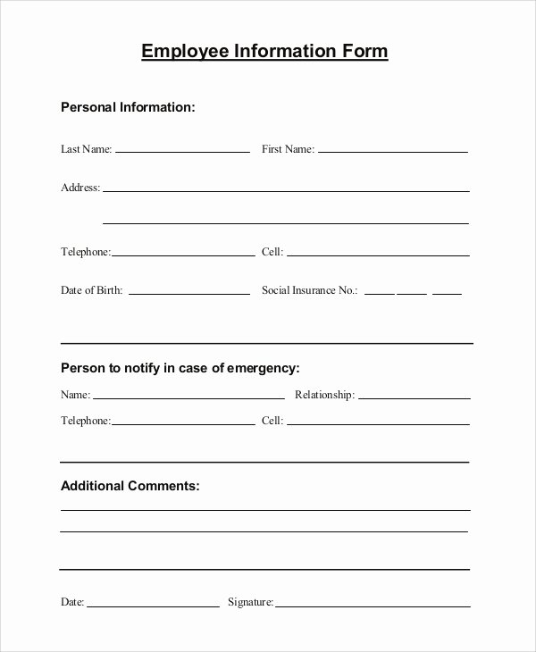 Employment Information form Template Beautiful Sample Employee Information form 10 Examples In Pdf Word