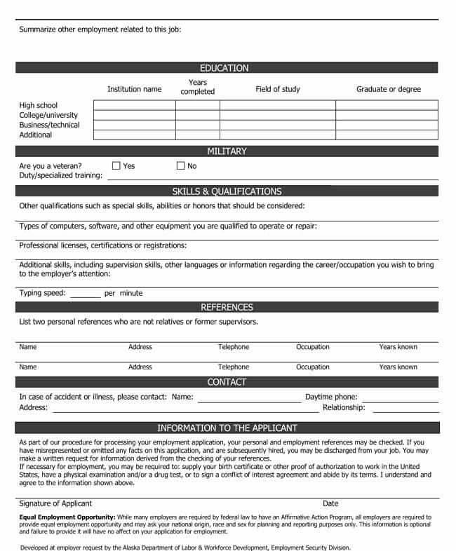 Employment Information form Template Elegant Blank Job Application form Templates &amp; Samples Pdf Word