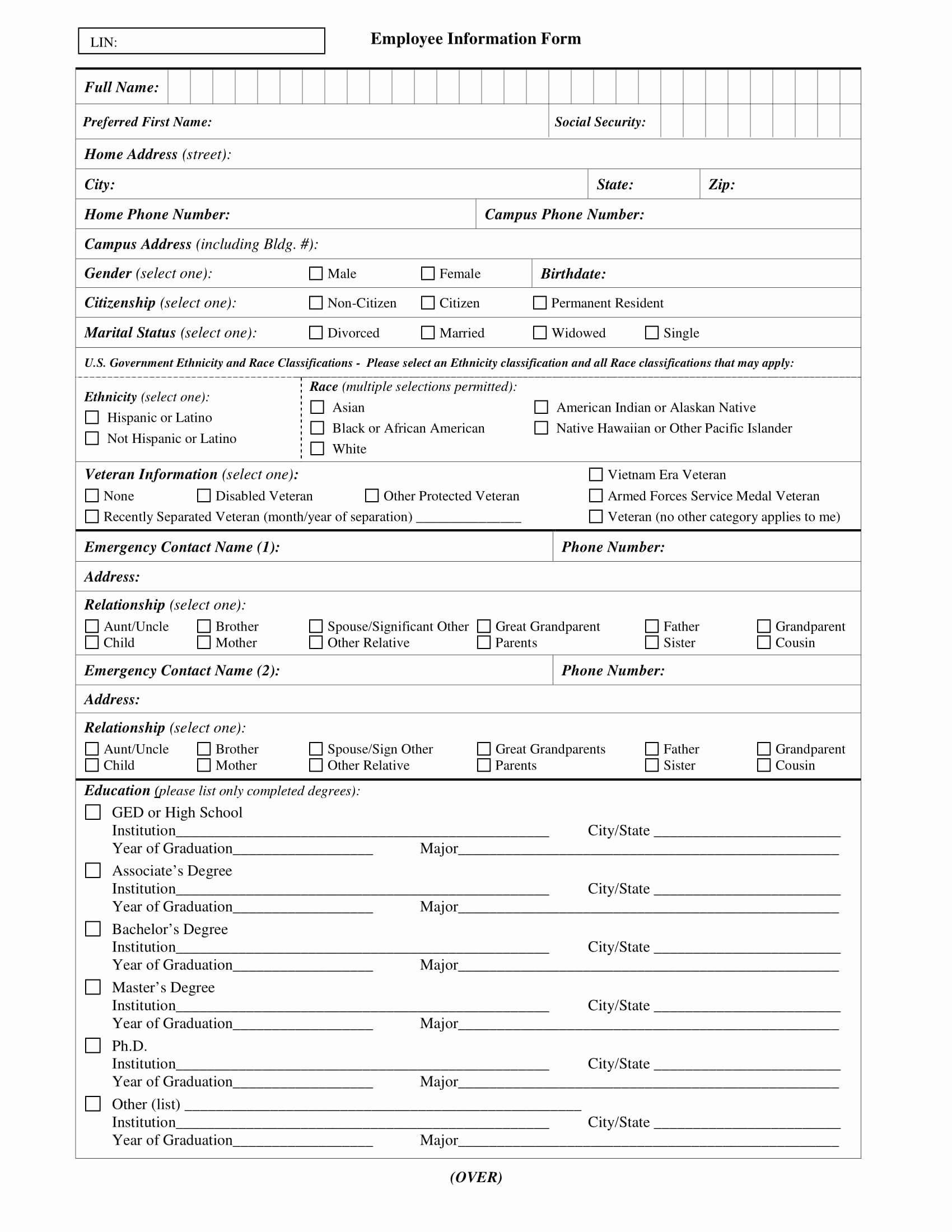 Employment Information form Template Fresh Employee Information form 31 Examples In Word Pdf
