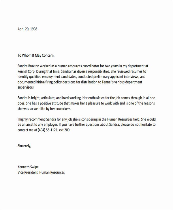 Employment Letter Of Recommendation Template Awesome 10 Employee Re Mendation Letter Template 10 Free