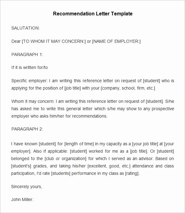 Employment Letter Of Recommendation Template Beautiful 20 Employee Re Mendation Letter Templates