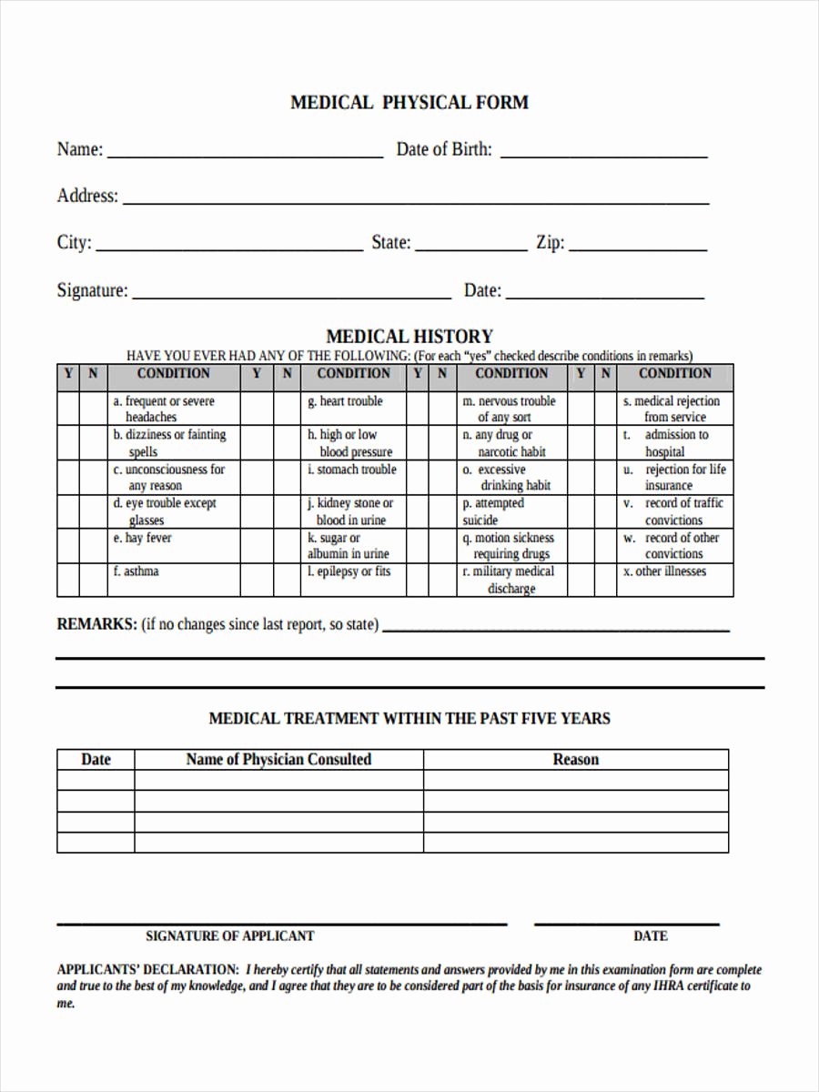 Employment Physical form Template Inspirational Sample Basic Physical form 7 Free Documents In Word Pdf