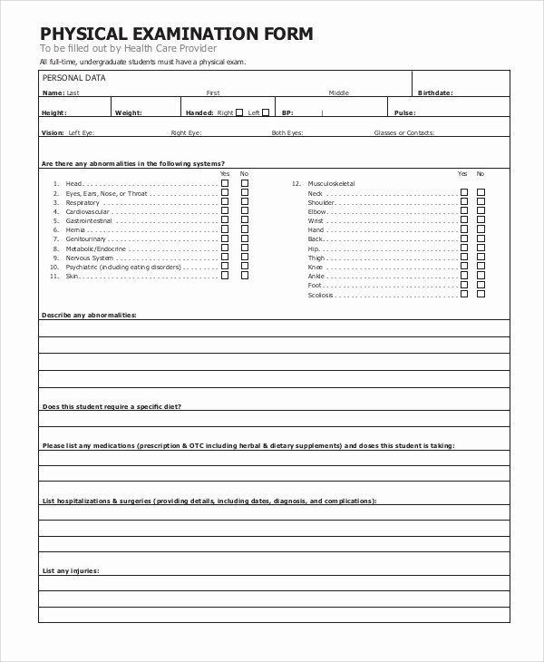 Employment Physical form Template Unique Sample Physical form 8 Examples In Word Pdf