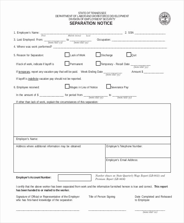 Employment Separation Notice Template Awesome Employee Separation Notice Template You Will Never Believe