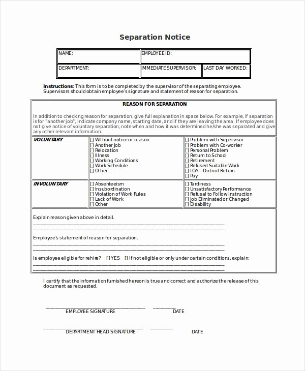 Employment Separation Notice Template Best Of 14 Separation Notice Templates Google Docs Ms Word