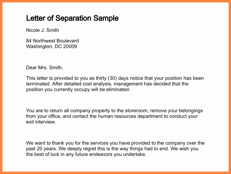 Employment Separation Notice Template Luxury 10 Employment Separation Notice