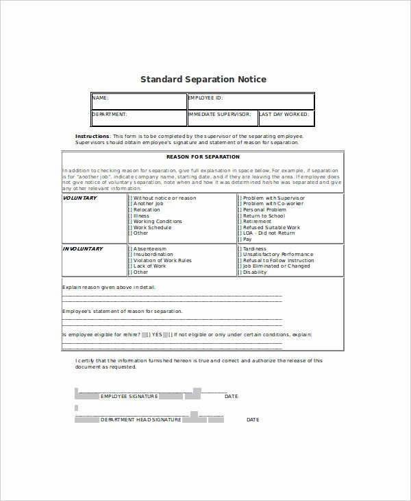 Employment Separation Notice Template New 10 Separation Notice Examples &amp; Samples Pdf Google