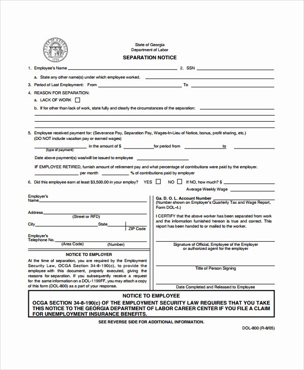 Employment Separation Notice Template New 23 Of Business Separation Agreement Template Texas