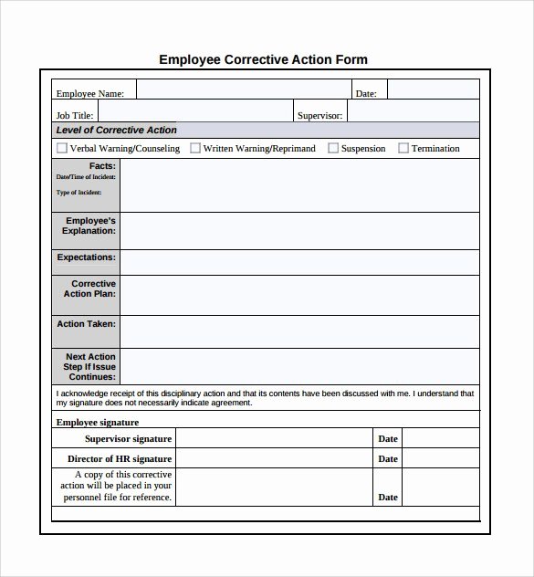 Employment Write Up Template Inspirational Employee Write Up form Free Printable