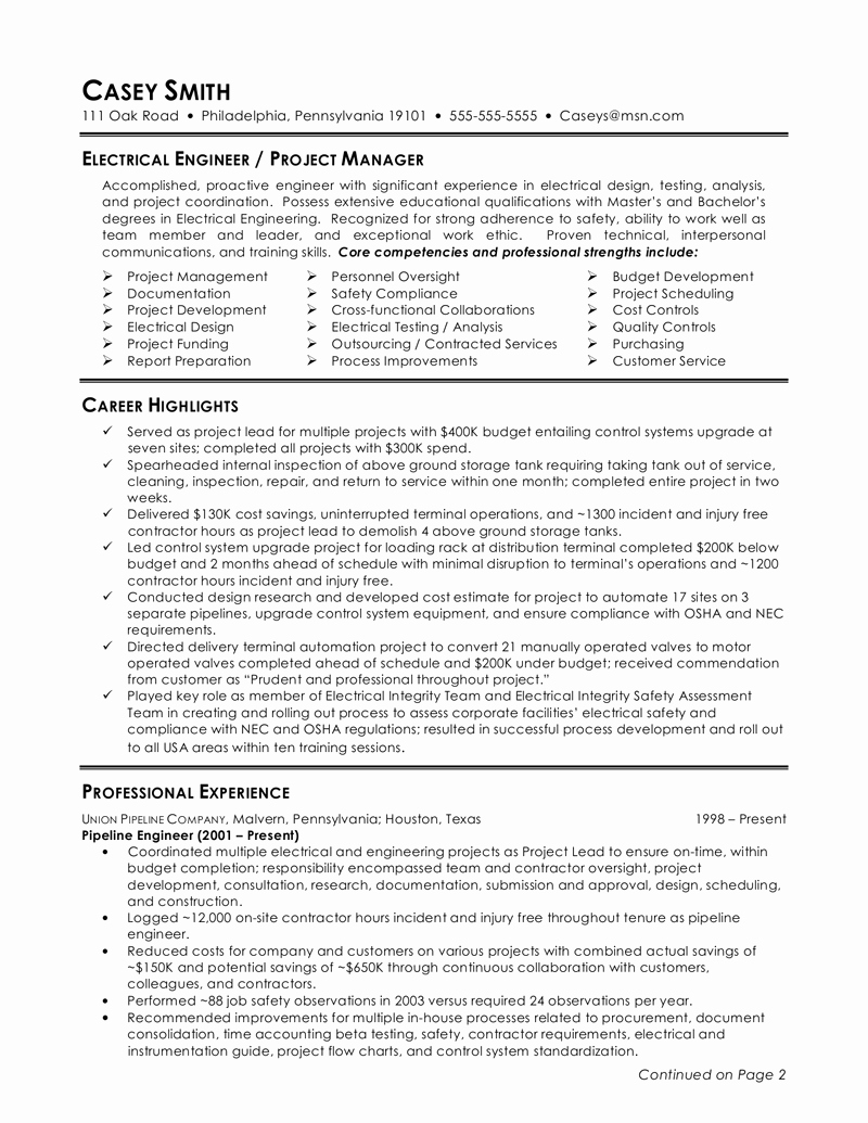 Engineer Resume Template Word Awesome Perfect Electrical Engineer Resume Sample 2019