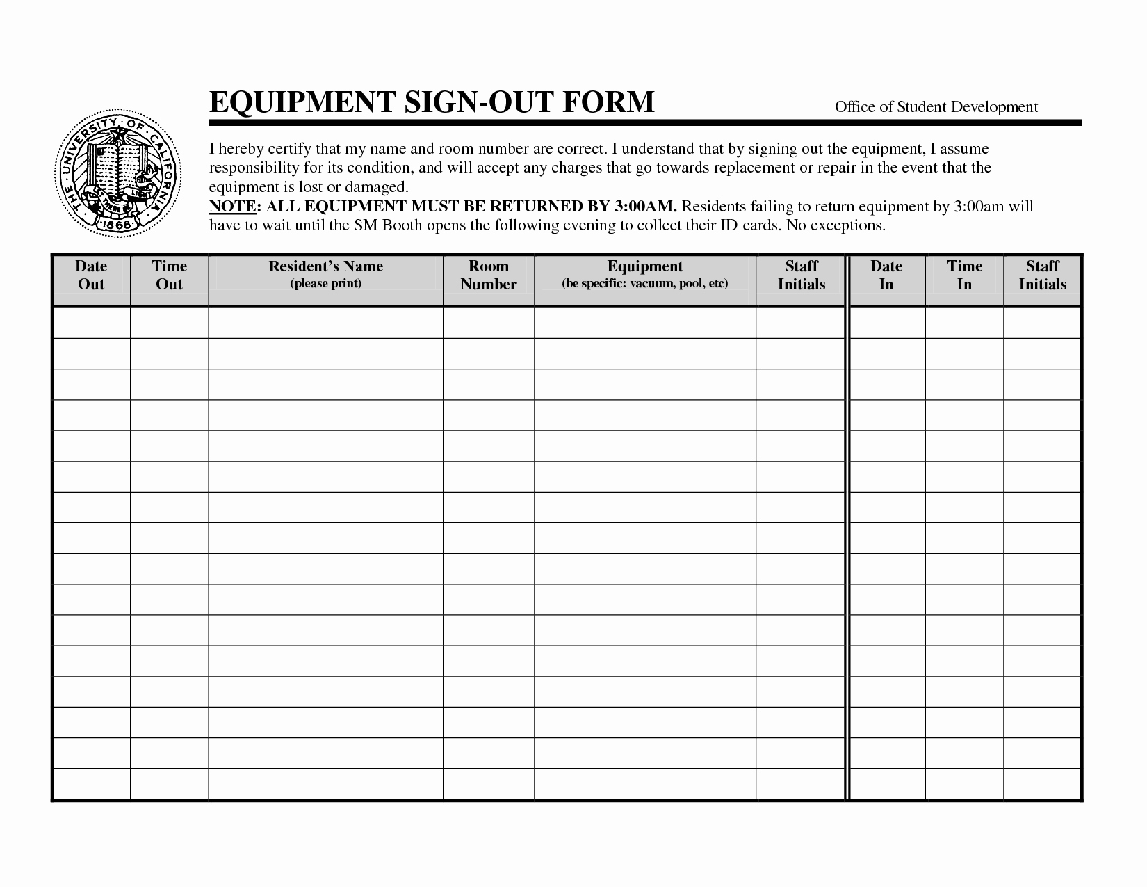 Equipment Checkout form Template Inspirational Best S Of Equipment Check Out form Template Excel