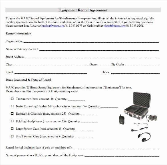 Equipment Lease Agreement Template Word Best Of Sample Equipment Rental Agreement Template 15 Free