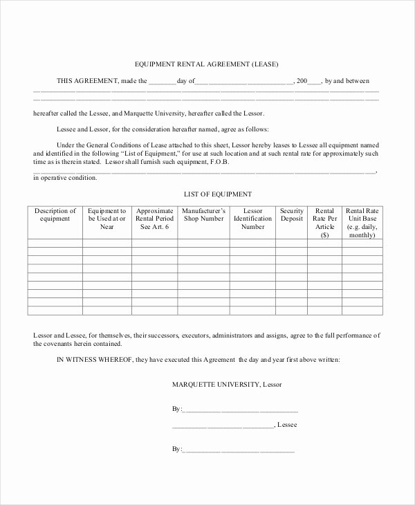 Equipment Rental Agreement Template Free Fresh 16 Rental Contract Templates Word Pages Docs