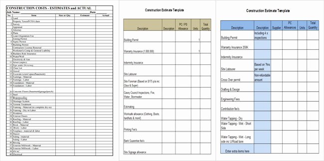 Estimating Template for Construction Luxury Download Construction Project Cost Estimate Template In