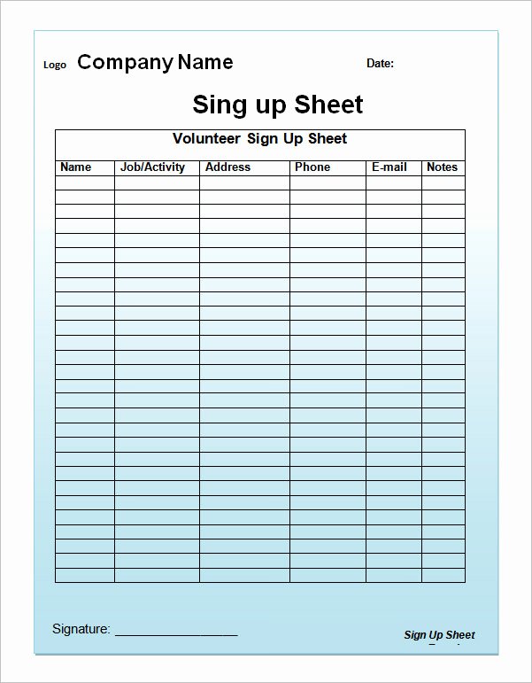 Event Sign Up Sheet Template Best Of 27 Sample Sign Up Sheet Templates Pdf Word Pages Excel