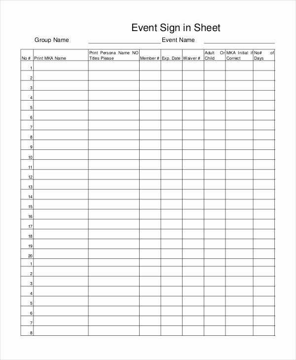 Event Sign Up Sheet Template Best Of event Sign In Sheet Template