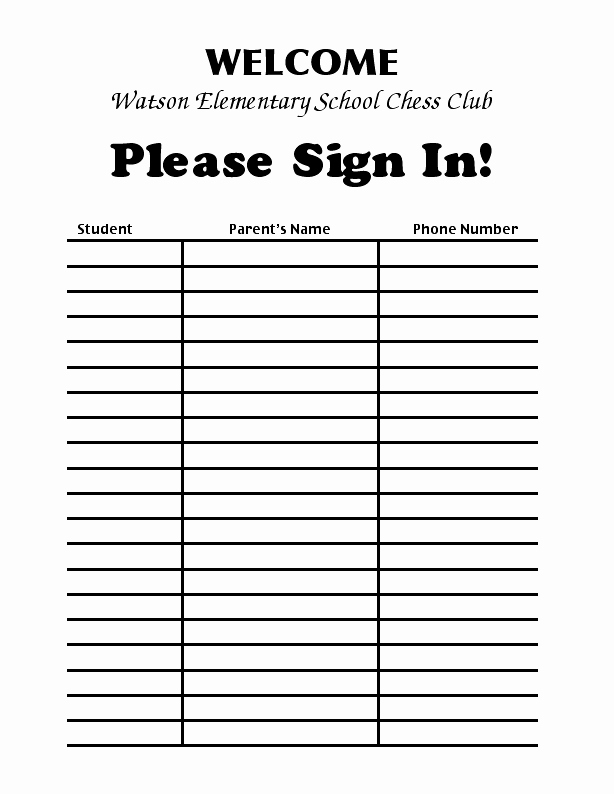 Event Sign Up Sheet Template Luxury event Sign In Sheet Template