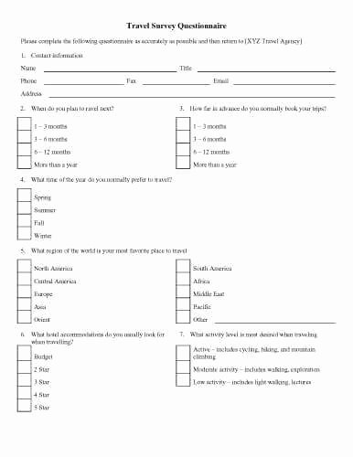 sample questionnaire templates