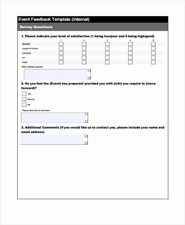 Event Survey Template Word Lovely Free 17 Sample event Feedback forms In Pdf