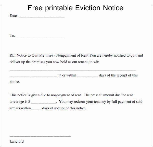 Eviction Letter Template Free Inspirational Free Printable Eviction Notice Template