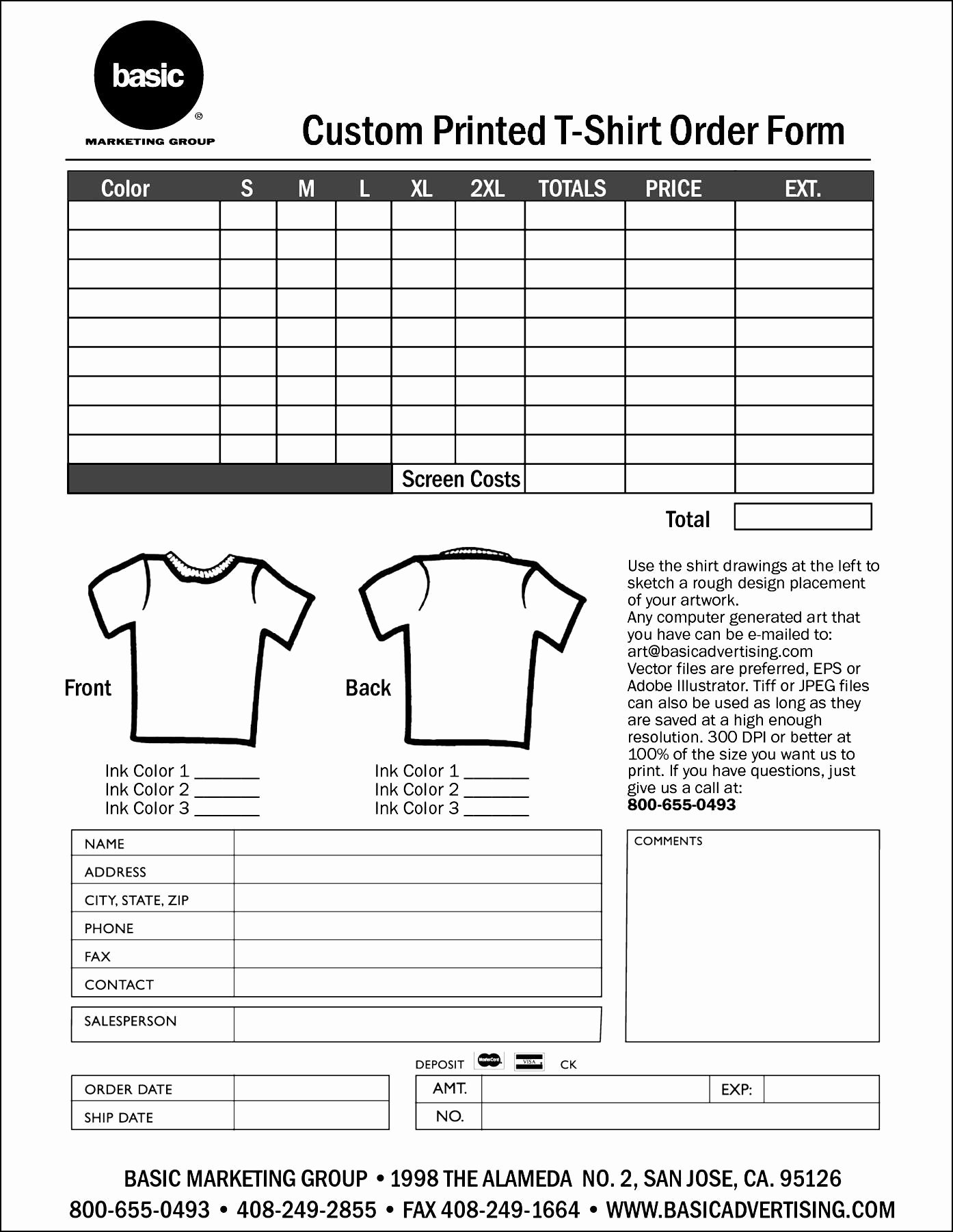 Excel order form Template Fresh T Shirt order form Template Excel
