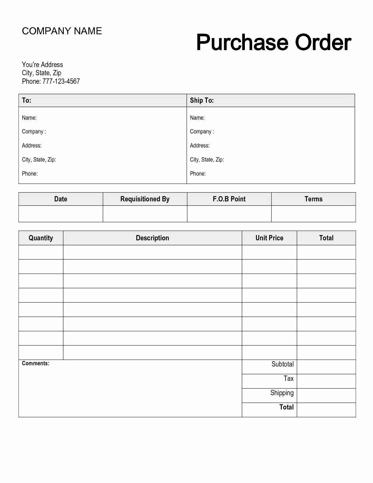 Excel order form Template Inspirational Free Purchase order form Template Excel Image – 53