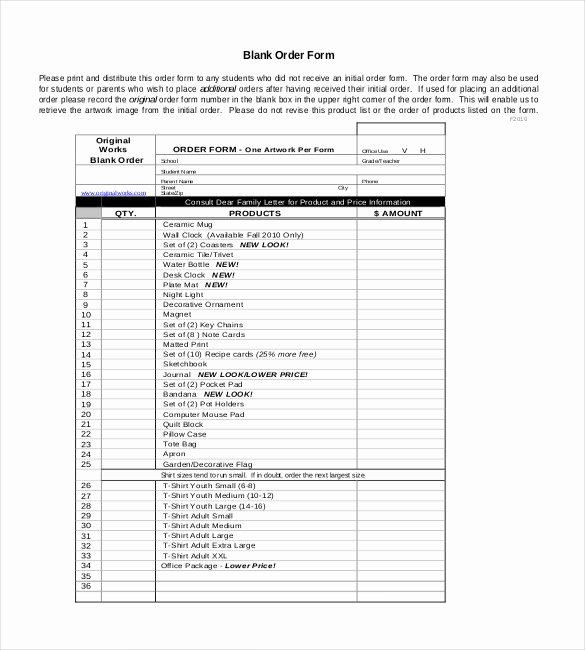 Excel order form Template New 41 Blank order form Templates Pdf Doc Excel
