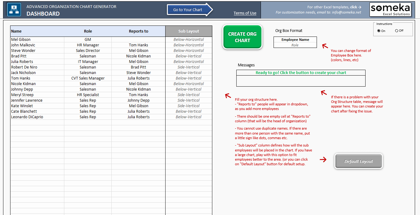 Excel org Chart Template Awesome Automatic org Chart Generator [advanced Version] Excel